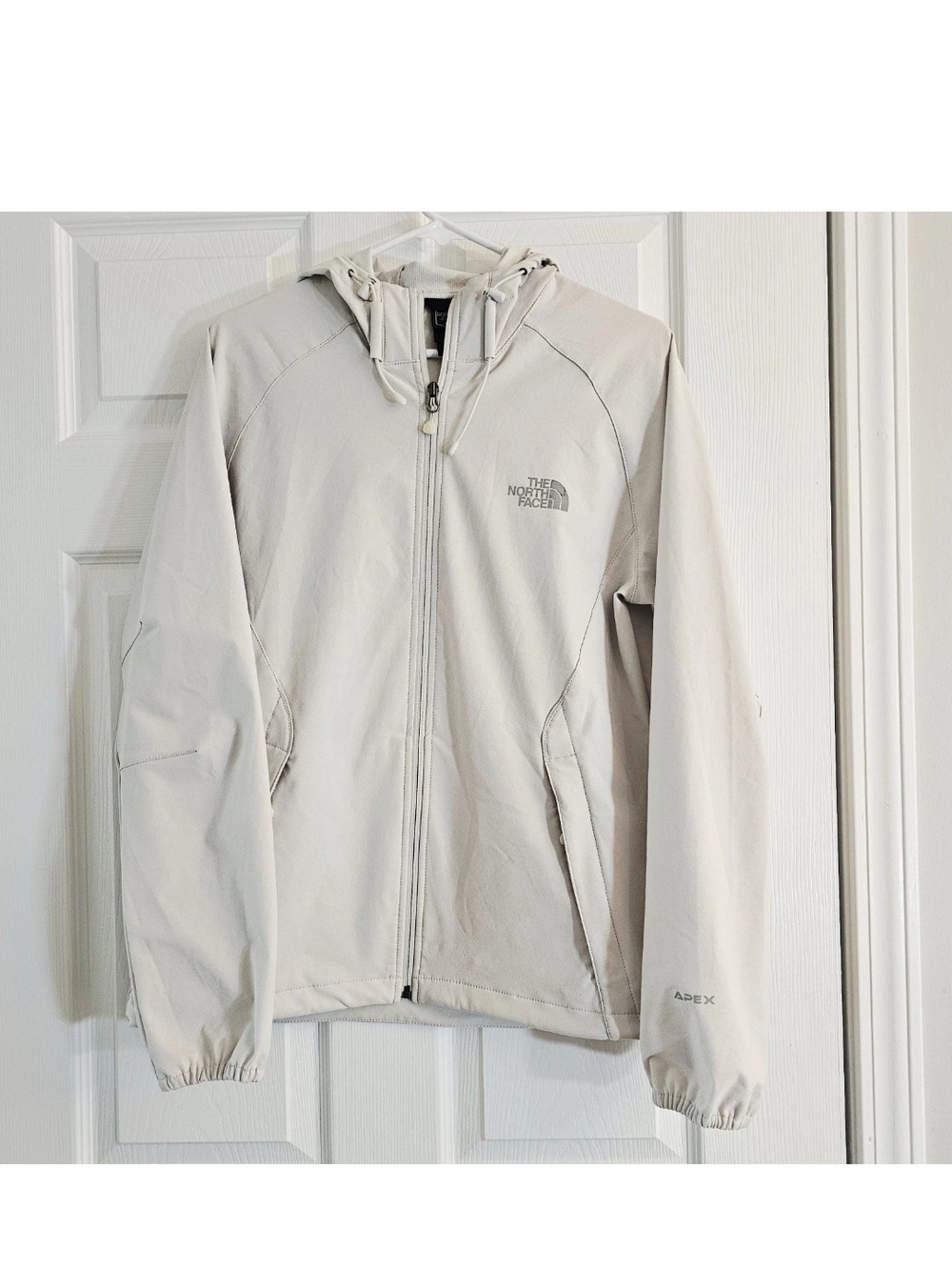 The North Face APEX Soft Shell Jacket Hood White Dune Womens Large Gorpcore